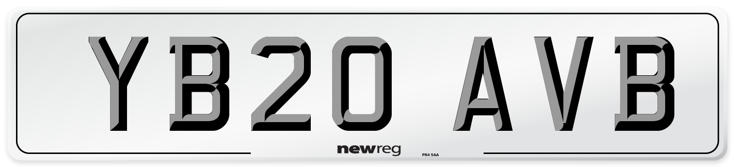 YB20 AVB Number Plate from New Reg